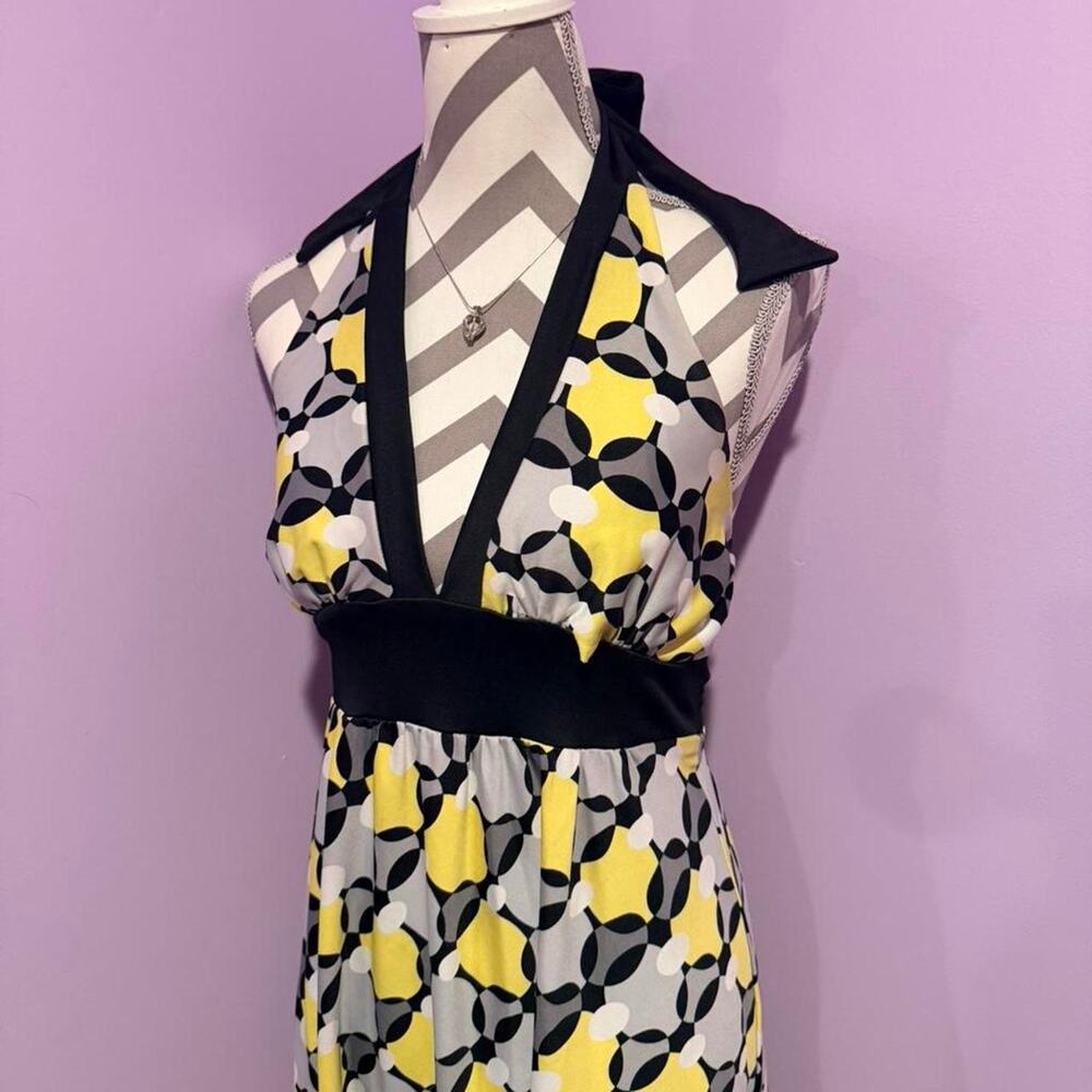 Yellow and black printed halter